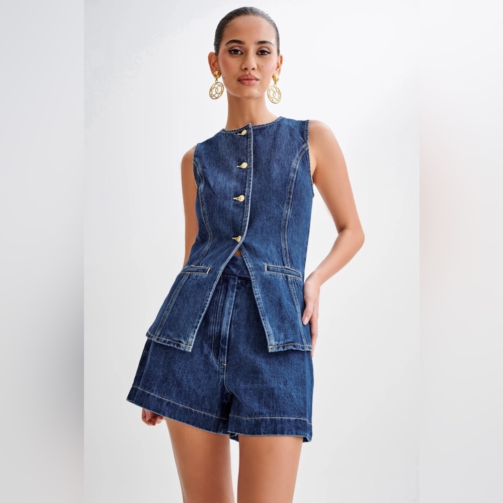 Meshhki Abel denim button up top